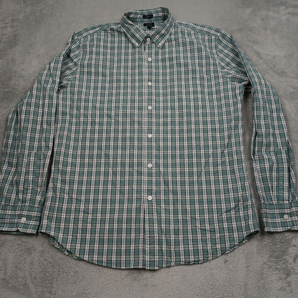 J Crew Shirt Mens Large Green Plaid Flex Washed Preppy Long Sleeve Casual